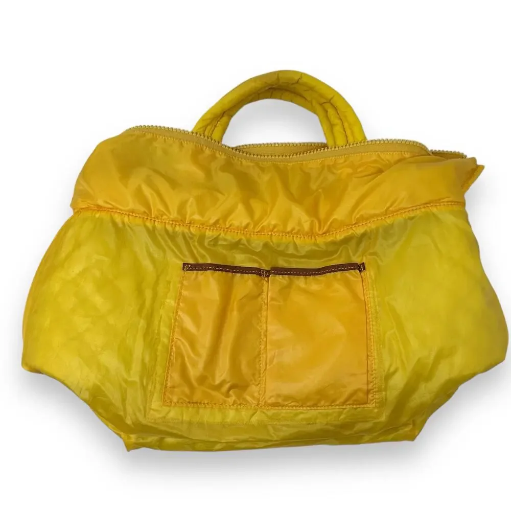 MZ Wallace Metro Tote Mini Quilted Travel Bag Sunflower Yellow Nylon Leather